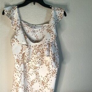 Nine West Women's Tiered Flutter tank top boho print Size M New